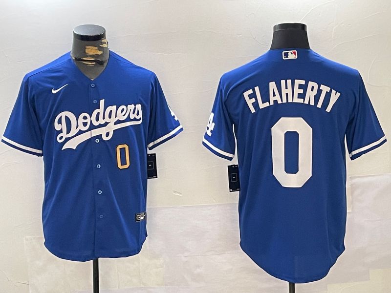 Men Los Angeles Dodgers #0 Flaherty Blue Game 2024 Nike MLB Jersey style 11203